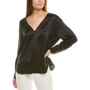 Vince v-neck ball button silk top NWT